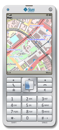 Mobile Street Map application showing a map of Berlin